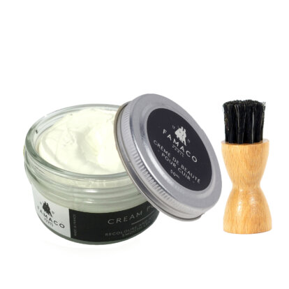 Famaco White Cream Polish 50ml & Application Brush